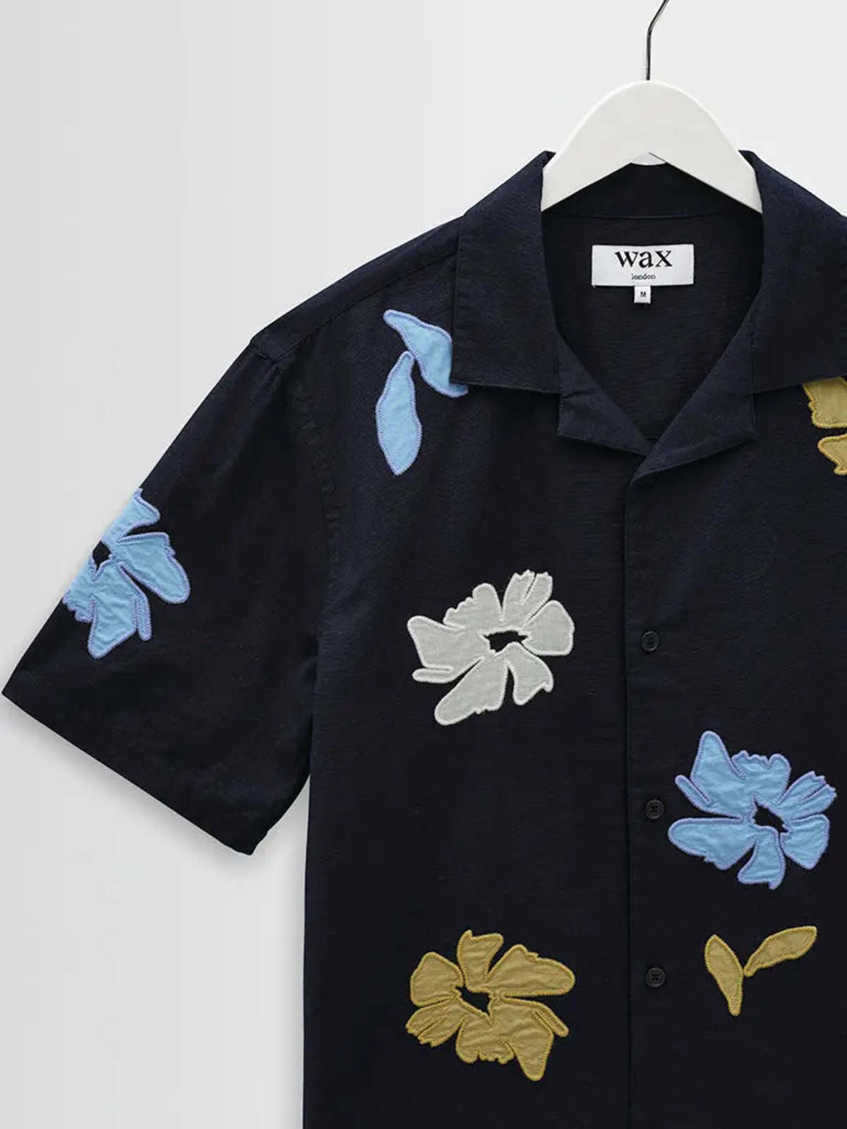 Wax London Didcot Navy Floral Applique Shirt - Image 8 of 9