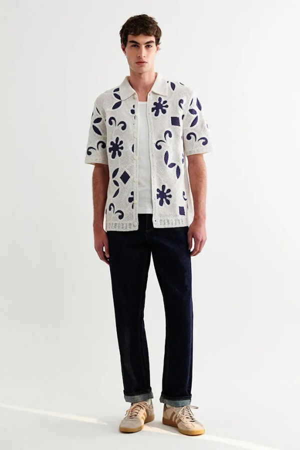 Wax London Porto Doodle Crochet Knit Shirt