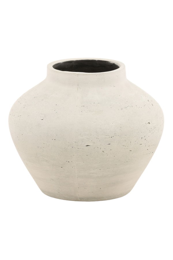 Dovetail Furniture Selene Large Cement Outdoor Vase - Antique White