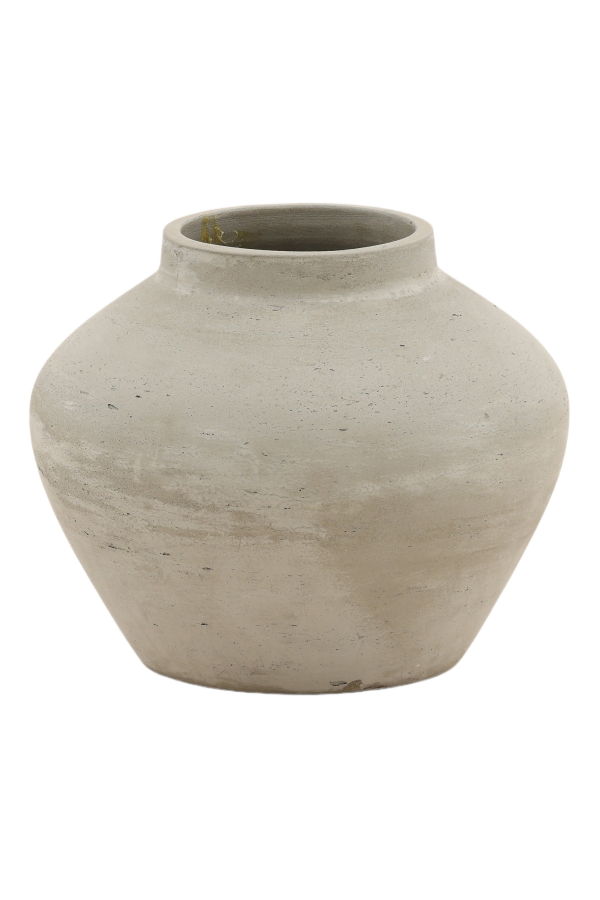 Dovetail Furniture Selene Medium Cement Outdoor Vase - Antique White