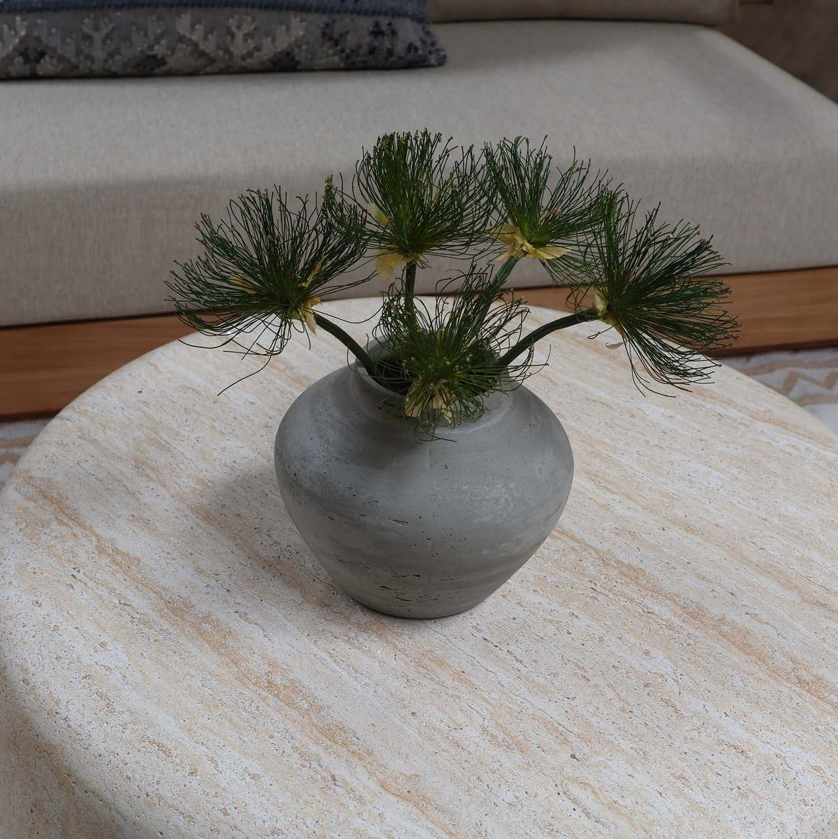 Dovetail Furniture Selene Medium Cement Outdoor Vase - Antique White - Image 3 of 3