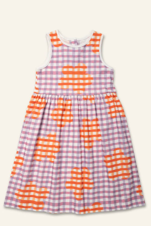 KIDS Mon Coeur Flower Gingham Recycled Cotton Dress