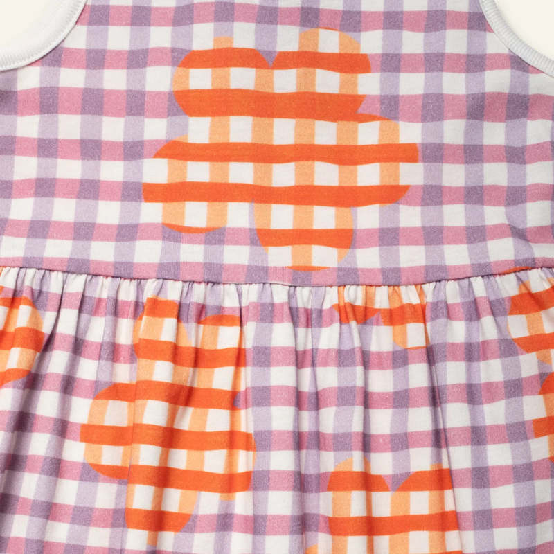 KIDS Mon Coeur Flower Gingham Recycled Cotton Dress