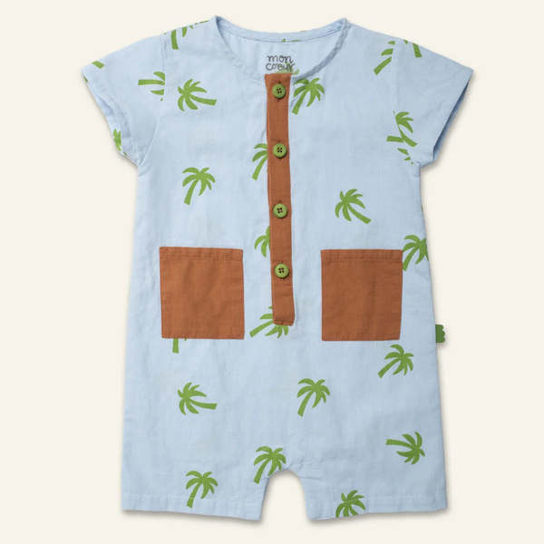 KIDS Mon Coeur Palm Tree Pocket Linen Romper KIDS Mon Coeur Palm Tree Pocket Linen Romper