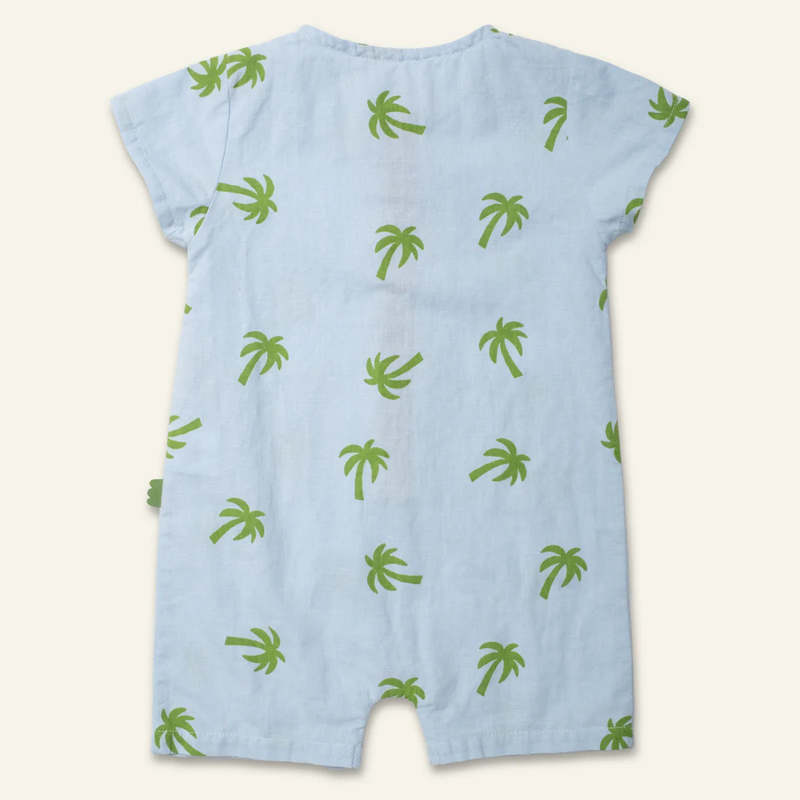 KIDS Mon Coeur Palm Tree Pocket Linen Romper
