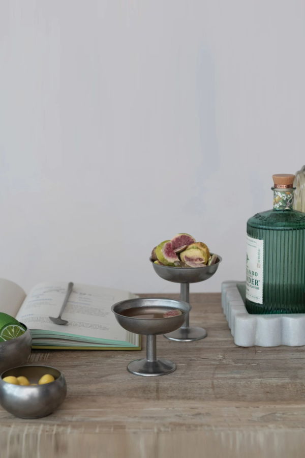 Creative Co-Op 4 Oz Stainless Steel Footed Coupe Glass