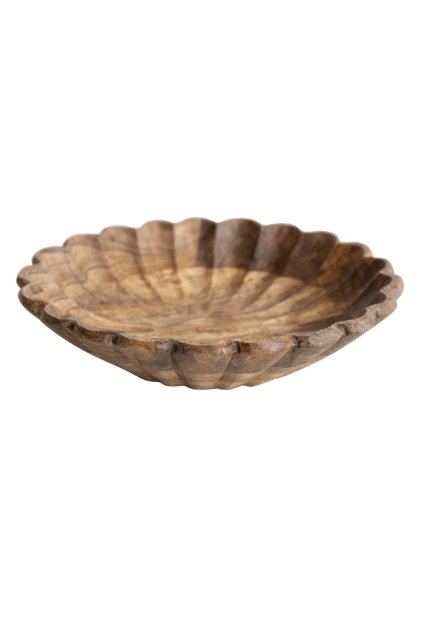 Creative Co-Op Scalloped Mango Wood Bowl