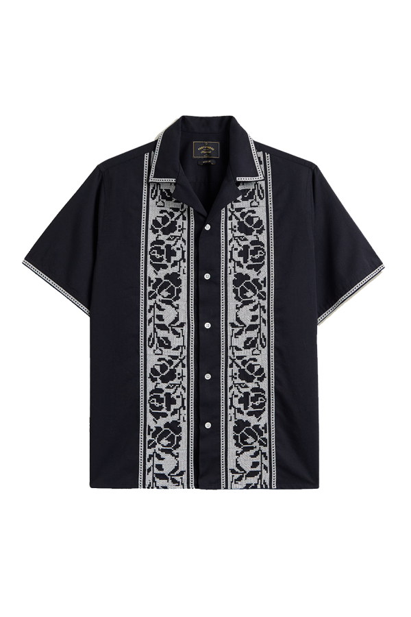 Portuguese Flannel Cross Stitch Shirt - Black