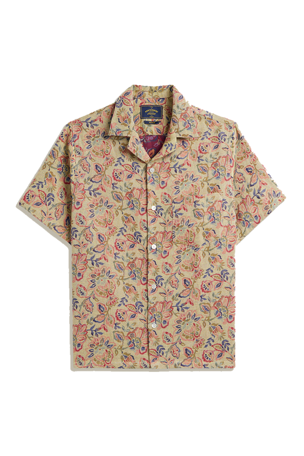 Portuguese Flannel Tapestry Flowers Shirt - Yellow