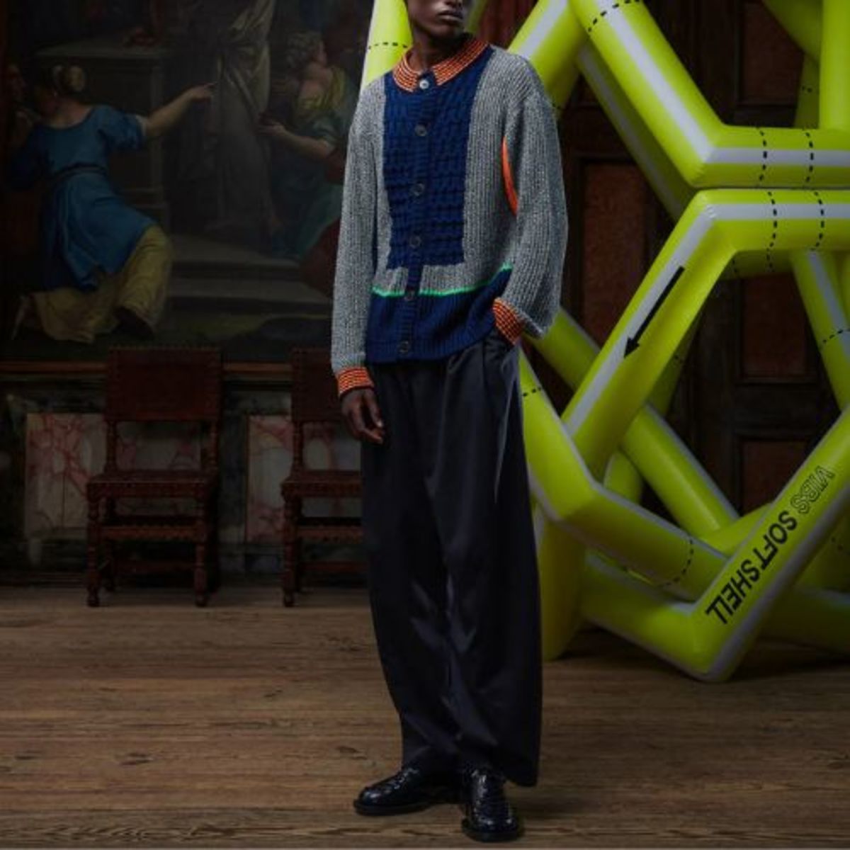 Henrik Vibskov Abundance Cardigan - Black White Denim - Image 4 of 4