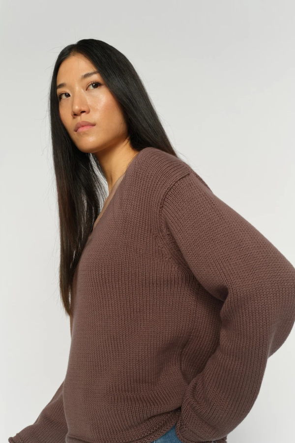 Mos Mosh Bine Long Sleeve V Neck Knit