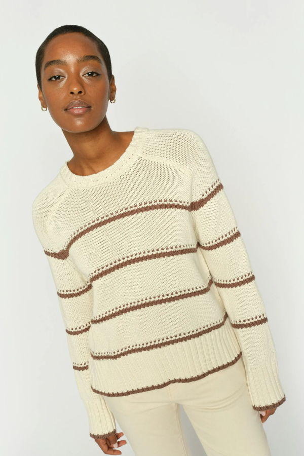 Mos Mosh Rola Bine Stripe Crewneck Knit Sweater