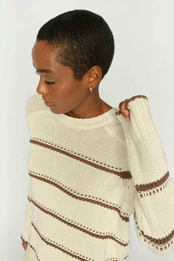 Mos Mosh Rola Bine Stripe Crewneck Knit Sweater