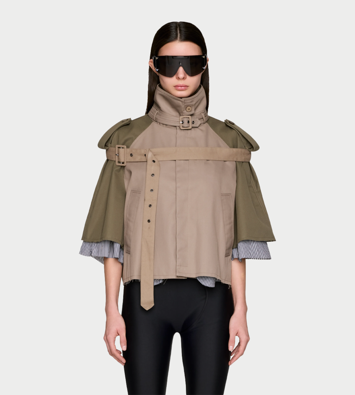 Ottolinger Cropped Trench Jacket - Green - Image 1 of 4