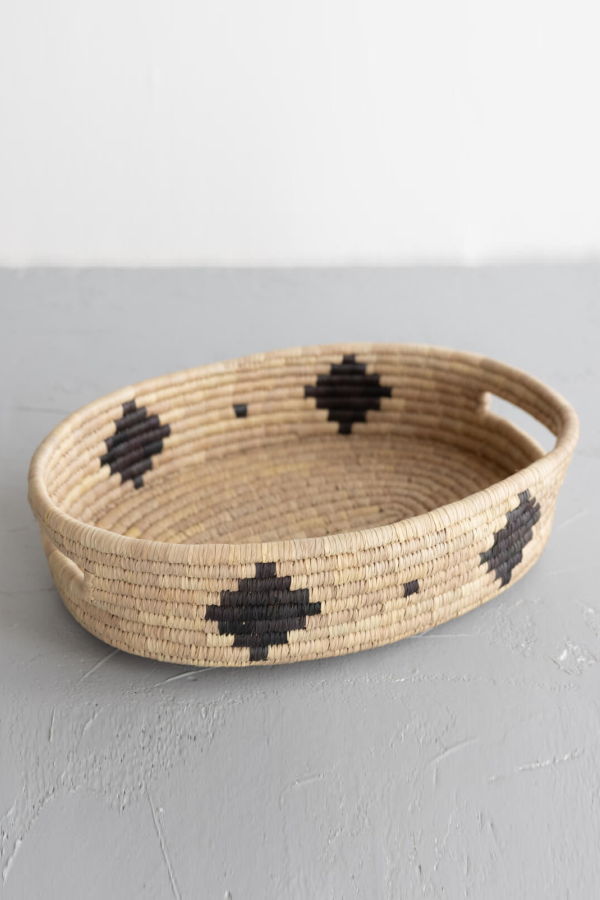 Will & Atlas Palm Leaf Small Woven Oval Tray
