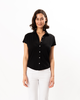 ELLIOTT LAUREN Button Up Polo Top - Black - Thumbnail 1