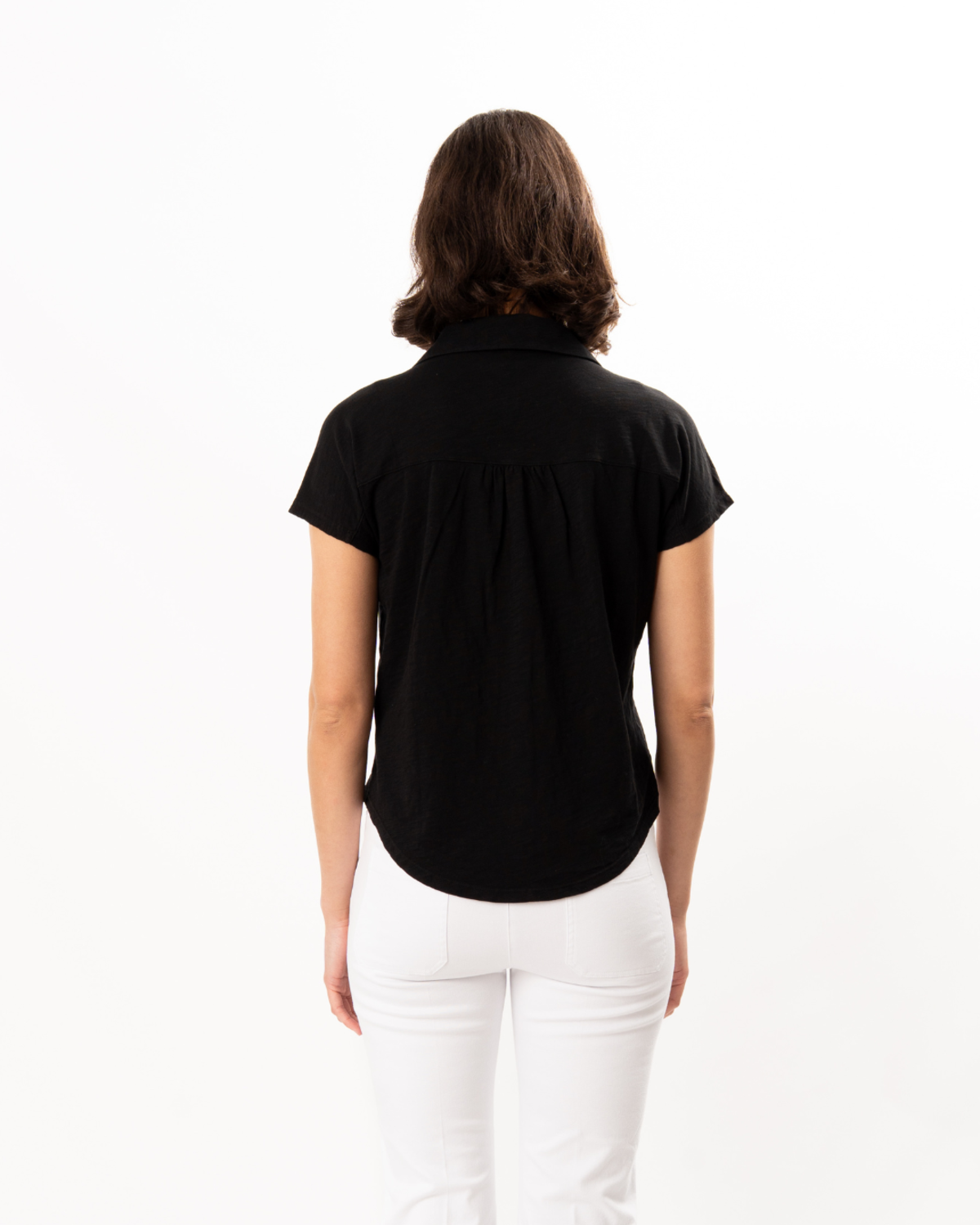 ELLIOTT LAUREN Button Up Polo Top - Black - Image 2 of 5