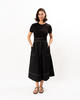 ELLIOTT LAUREN Short Sleeve Parachute Midi Dress - Black - Thumbnail 1