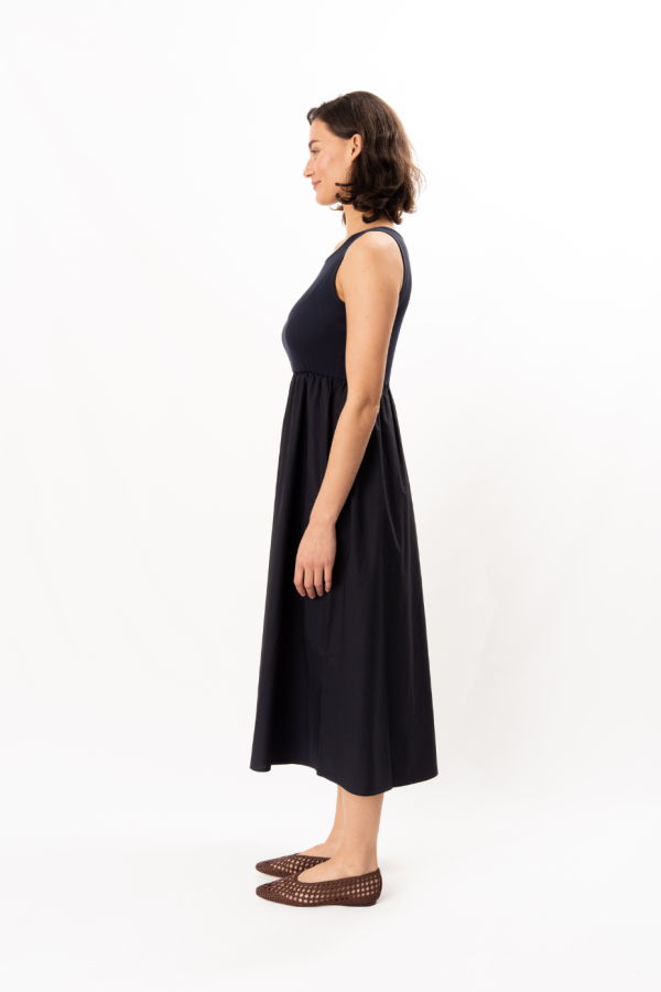 ELLIOTT LAUREN Sleeveless Tank Midi Dress - Navy