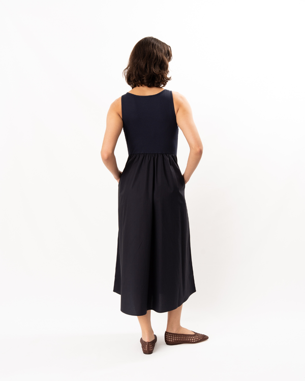 ELLIOTT LAUREN Sleeveless Tank Midi Dress - Navy