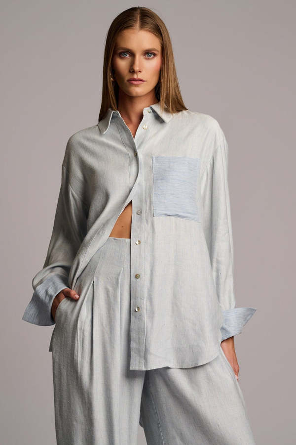 Hevron Sadie Top - Blue Chambray