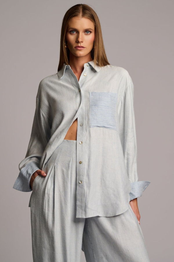 Hevron Sadie Top - Blue Chambray
