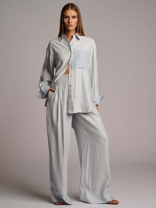 Hevron Sadie Top - Blue Chambray