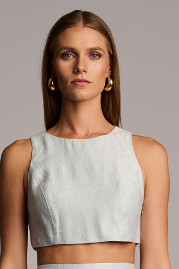 Hevron Terrel Top - Blue Chambray