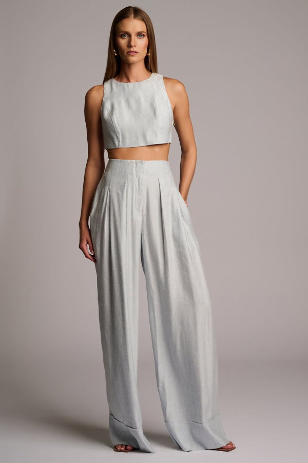 Hevron Terrel Top - Blue Chambray