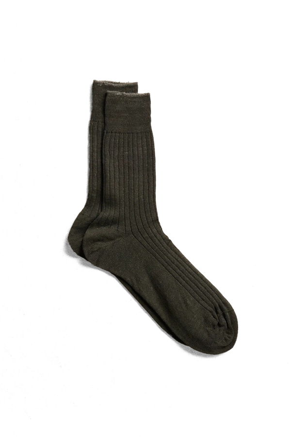 Yahae Grey Linen Ribbed Socks