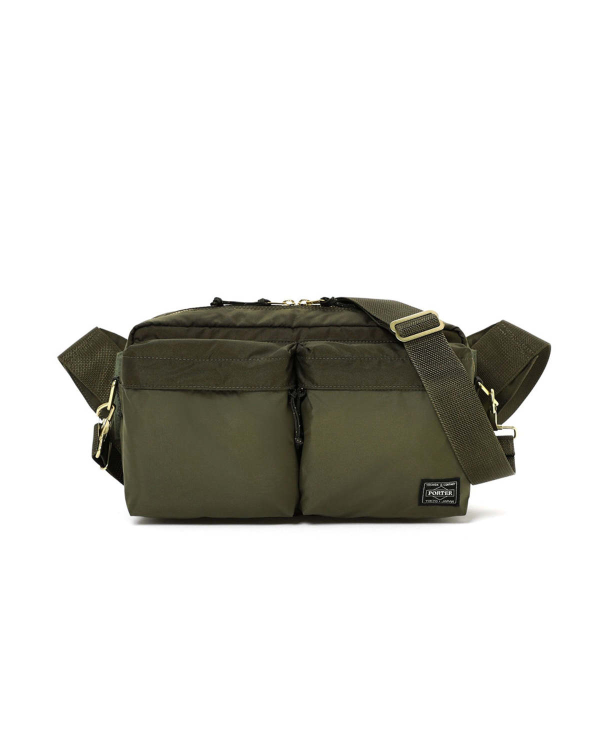 PORTER - Yoshida & Co. Nylon Force 2Way Pockets Waist Bag - Olive - Image 1 of 6