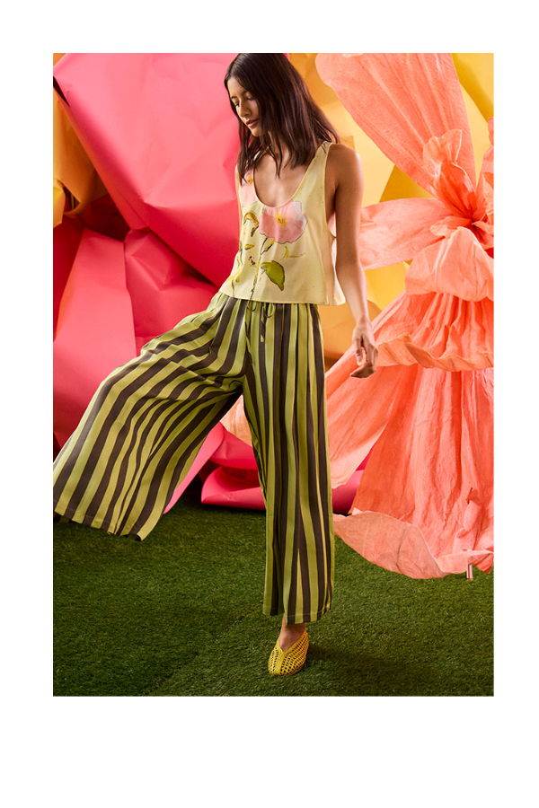 Hunter Bell Cyprus Pant in Evergreen Stripe