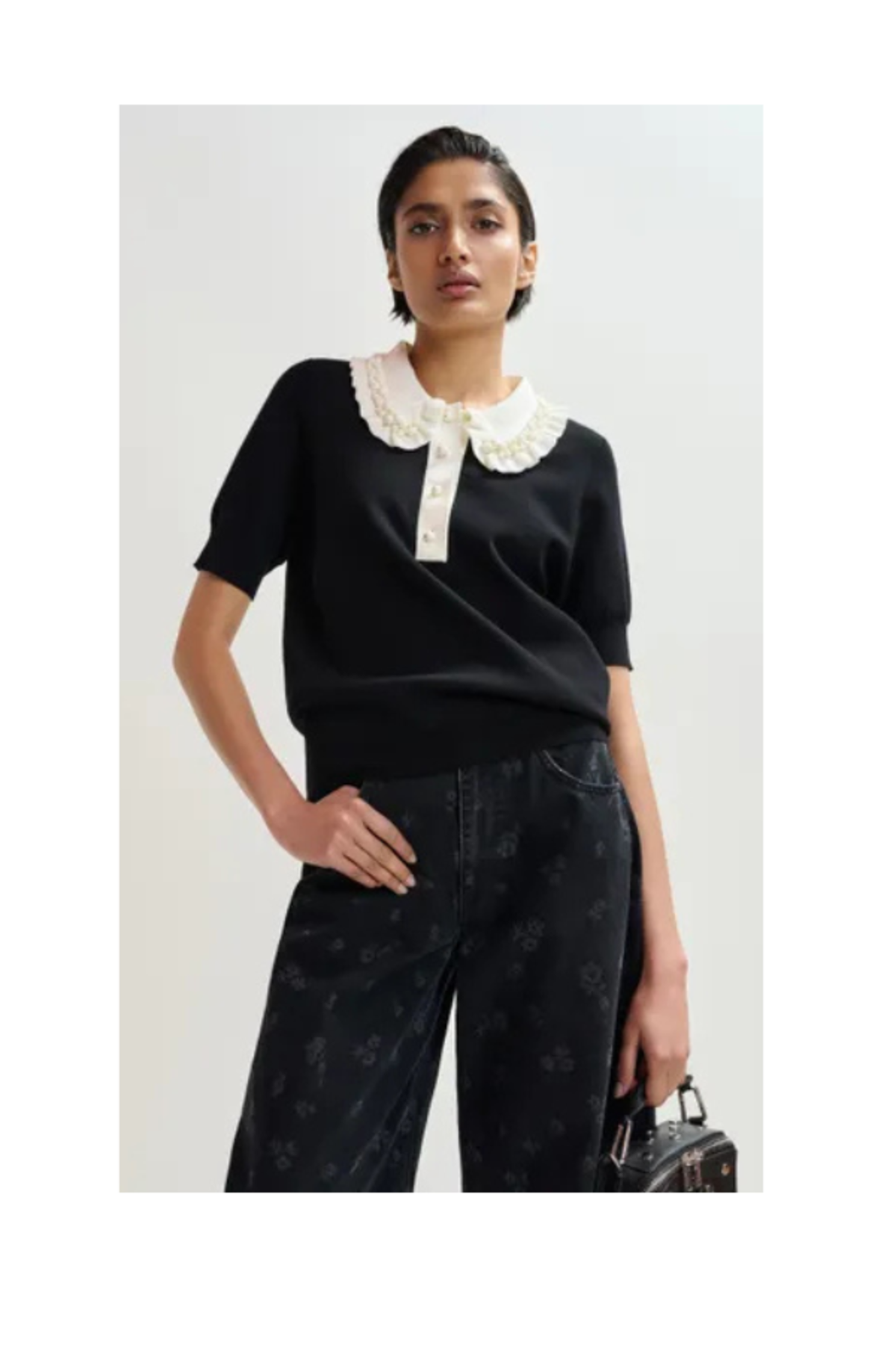 Essentiel Antwerp Jewelry Embroidered Knit Polo Top - Image 2 of 4