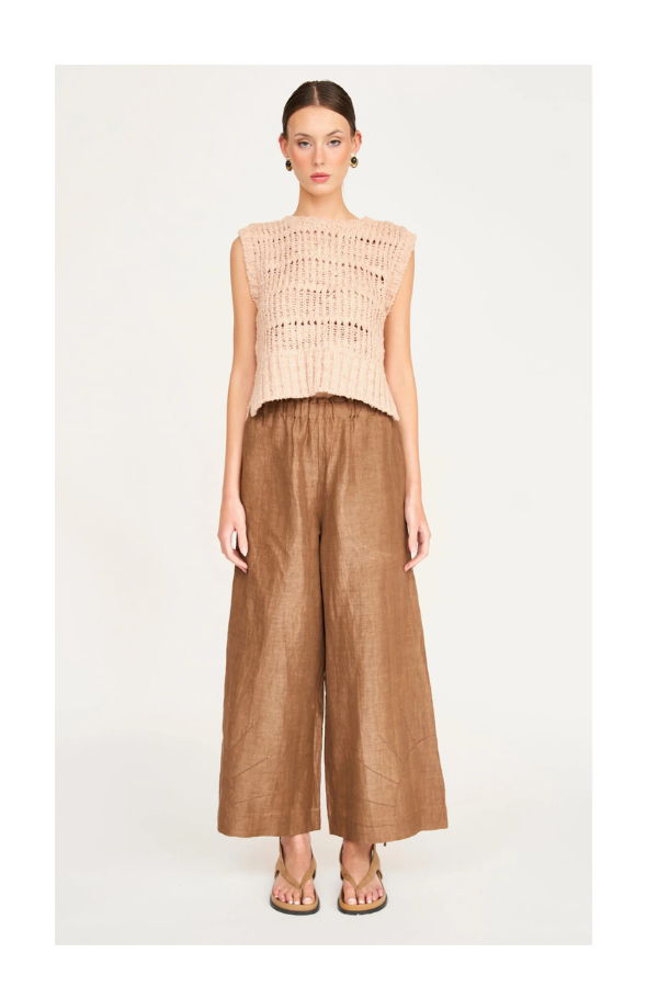 Mirth Pant in Brownie Linen Pants - Brown