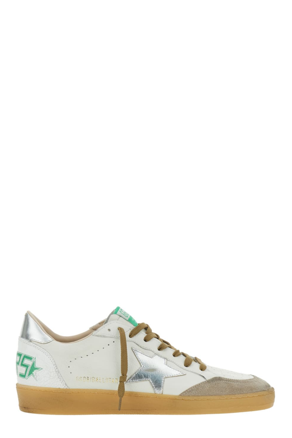 Golden Goose Ballstar Low Top Sneaker With Star Patch on the Side and Logo Patch on the Tongue - White