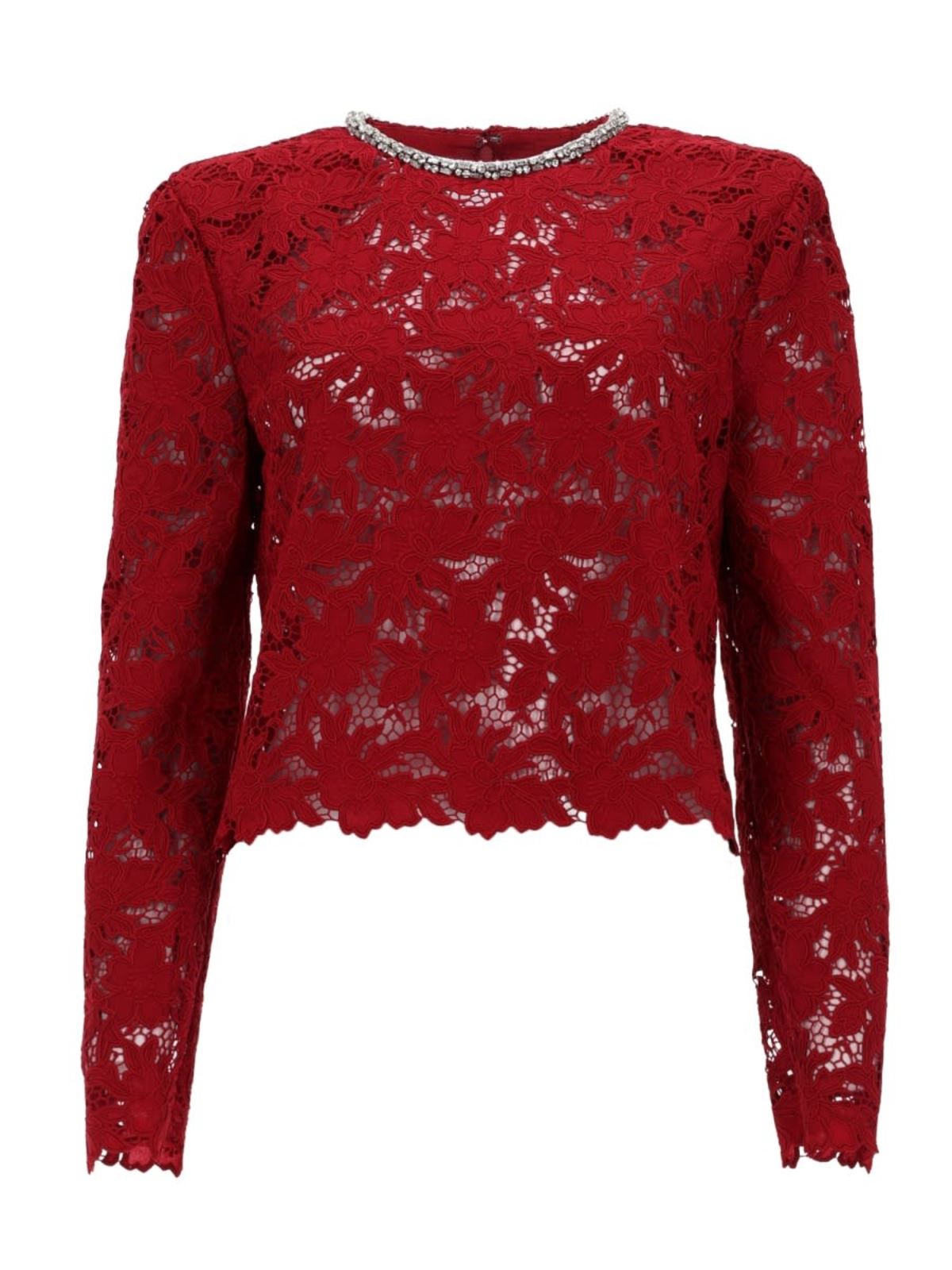 Self-Portrait Lace Top With Crystals Top - Bordeaux - Image 1 of 2