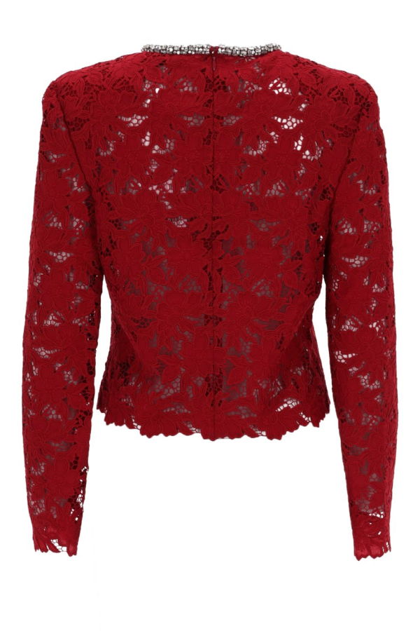 Self-Portrait Lace Top With Crystals Top - Bordeaux