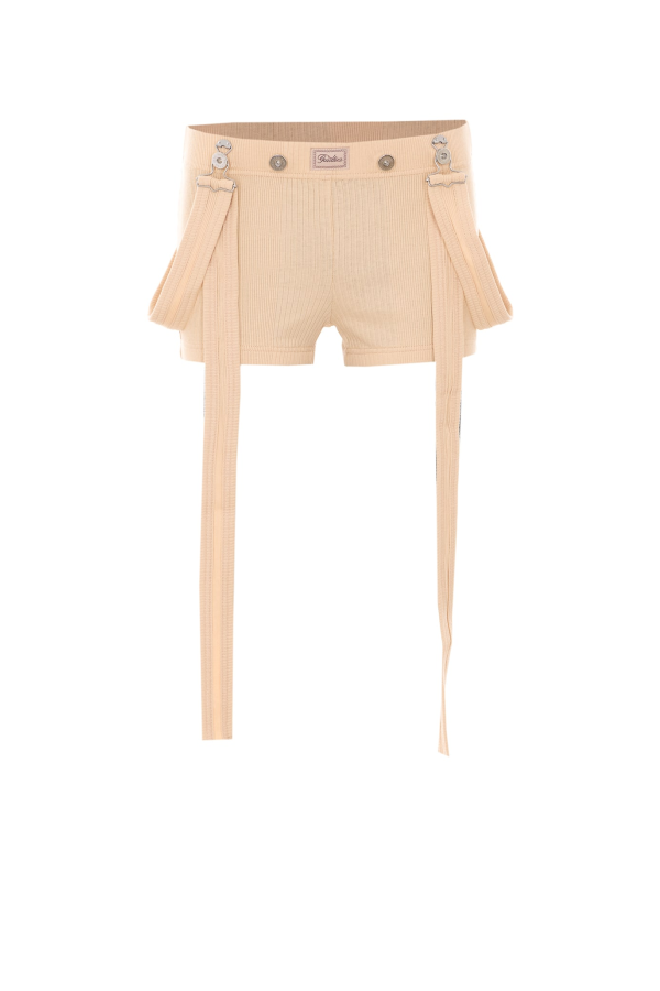 Jean Paul Gaultier Gaultier Patch And Overall Buckles Shorts - Beige