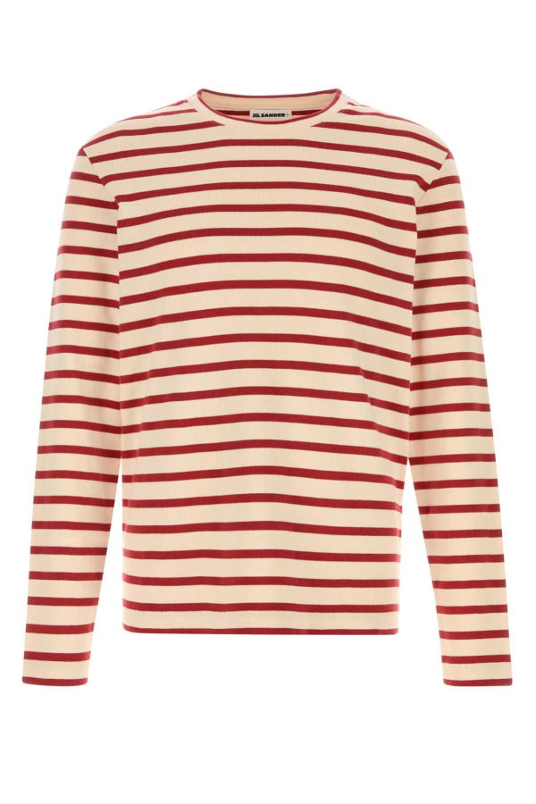 Jil Sander Embroidered Cotton T-Shirt Top - Salty Red