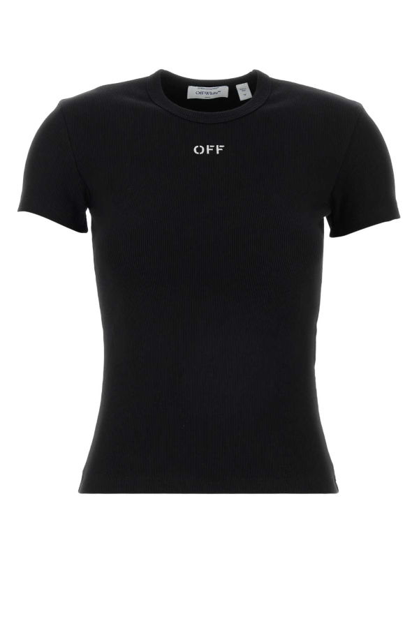 Off-White Black Stretch Cotton T-Shirt - Black/White