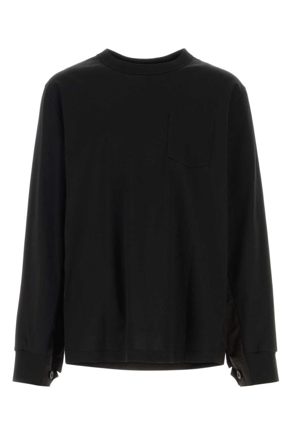sacai Jersey And Poplin Oversize T-Shirt - Black