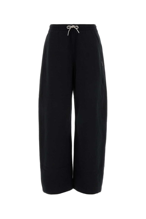 ALEXANDER WANG Mid Rise Sweat Pant with Rhinestone Drawcord - Black