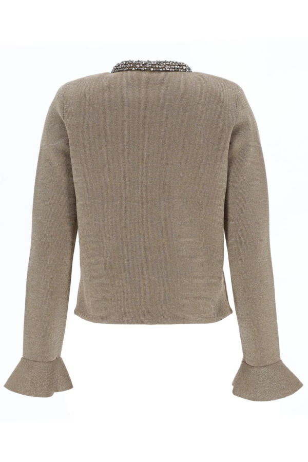 Self-Portrait Cardigan With Jewel Buttons Sweater - Gold