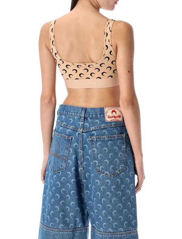 MARINE SERRE Moon Sport Bra - Tan Black Moon