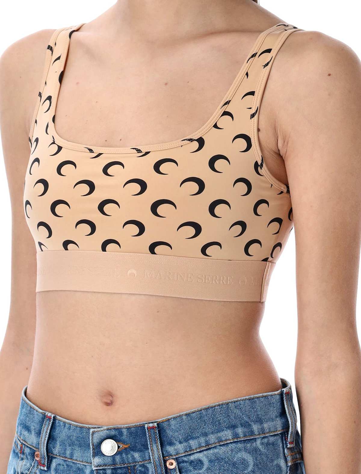 MARINE SERRE Moon Sport Bra - Tan Black Moon - Image 3 of 3