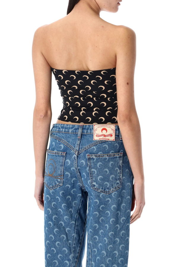 MARINE SERRE Recycled Moon Tube Top - Black Moon Tan