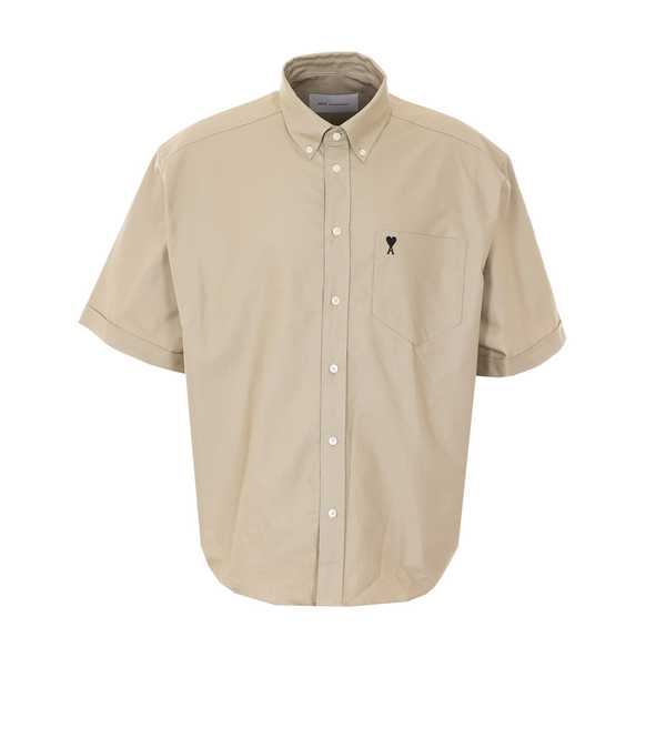 Ami Alexandre Mattiussi Ami De Coeur Boxy Fit Shirt - Beige