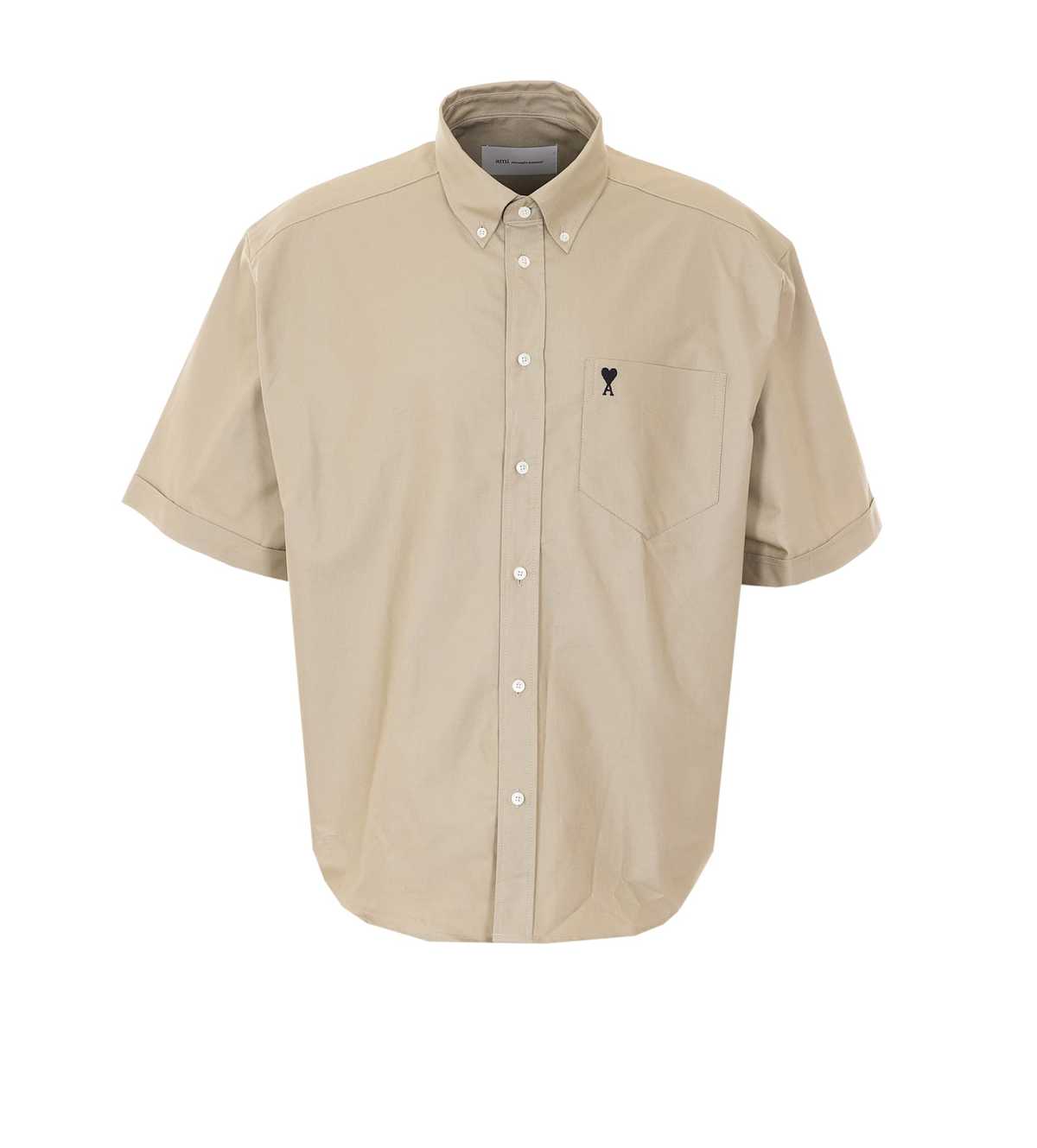 Ami Alexandre Mattiussi Ami De Coeur Boxy Fit Shirt - Beige - Image 1 of 4