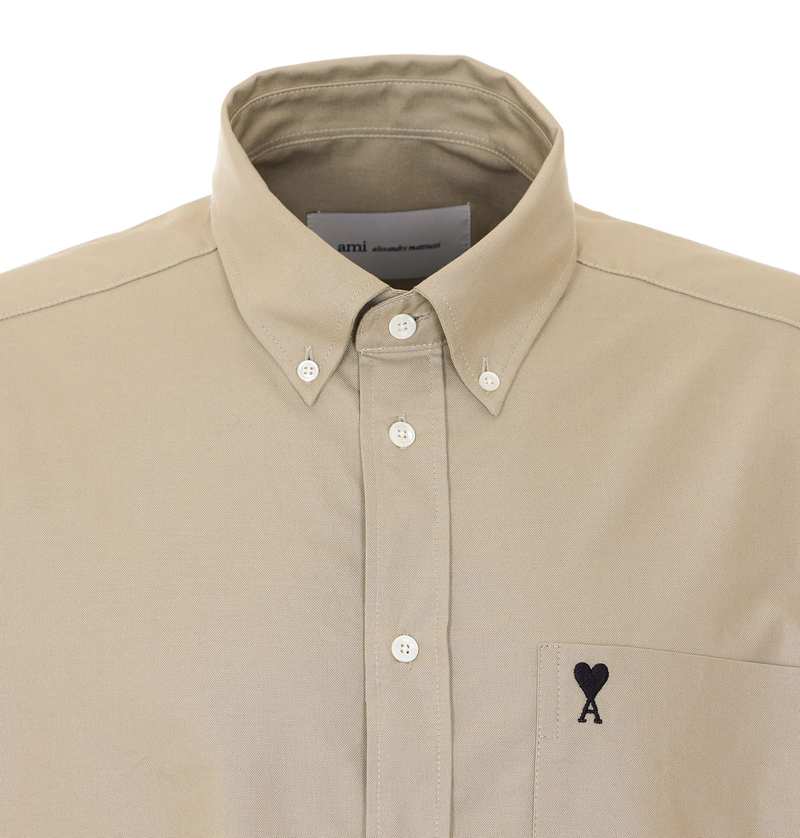 Ami Alexandre Mattiussi Ami De Coeur Boxy Fit Shirt - Beige