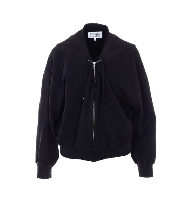 MM6 Maison Margiela Zip Up Sweatshirt - Black